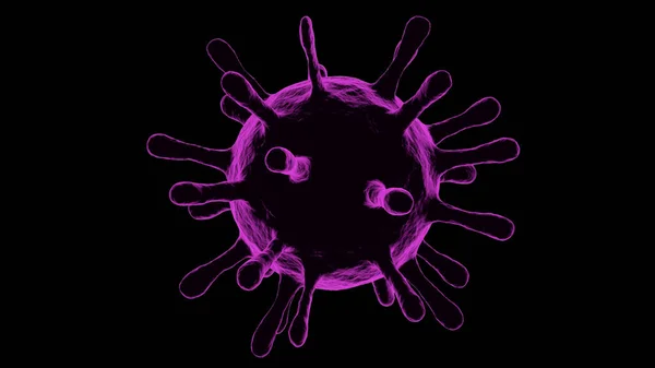 黒の背景に紫色のコロナウイルスの3Dモデル — ストック写真