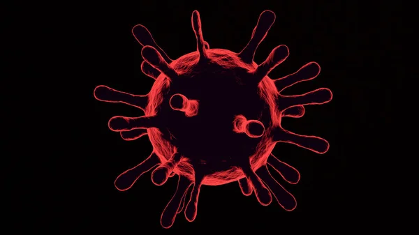 Modello Coronavirus Rosso Sfondo Nero — Foto Stock