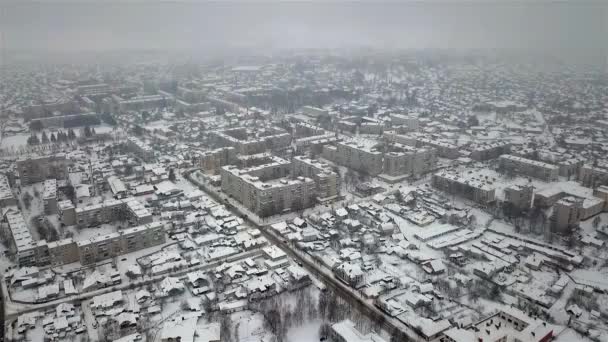 Αεροφωτογραφία Χειμερινού Τοπίου Στη Μικρή Ουκρανική Πόλη Emilcheno — Αρχείο Βίντεο