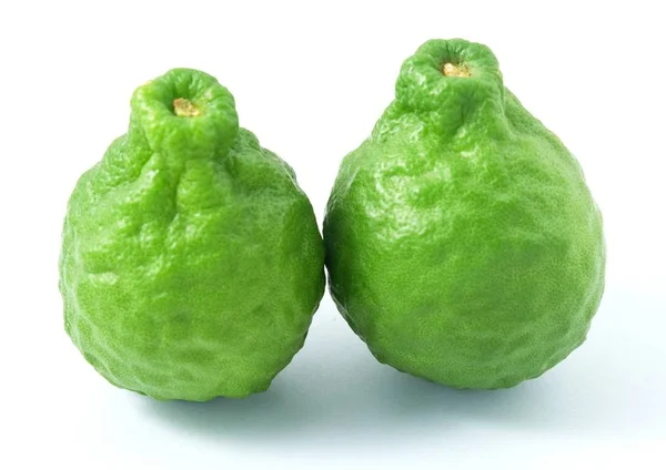 Twee Kaffir Lime vruchten op witte achtergrond — Stockfoto