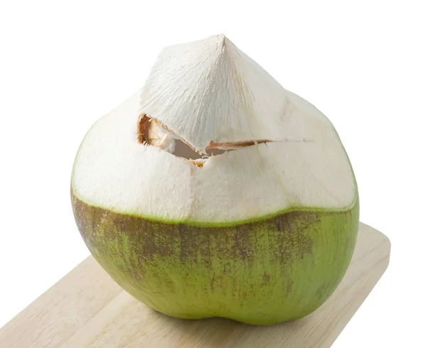 Świeży kokos słodki woda na płycie — Zdjęcie stockowe