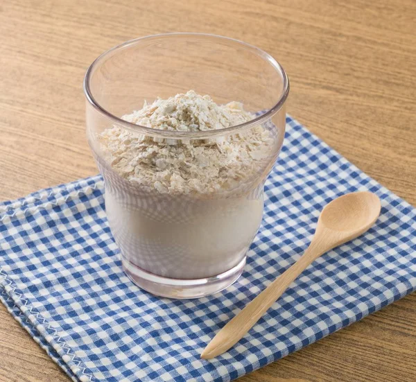 Delicious Natural Yoghurt with Oats in A Glass — Stok Foto