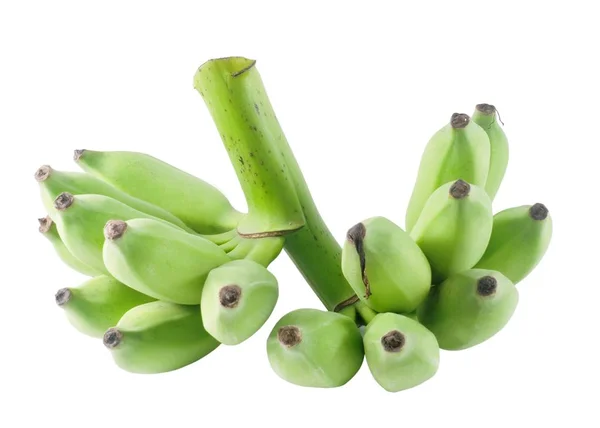 Frutas de plátano verde inmaduras sobre fondo blanco —  Fotos de Stock