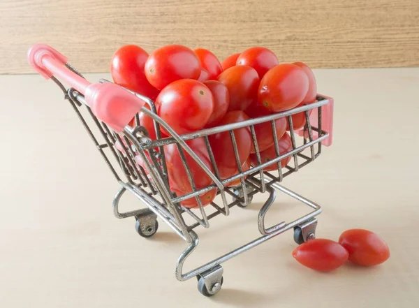 Fresh Grape Tomatoes on A Small Shopping Cart