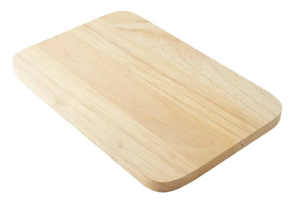 Placa de corte de madeira vazia no fundo branco — Fotografia de Stock