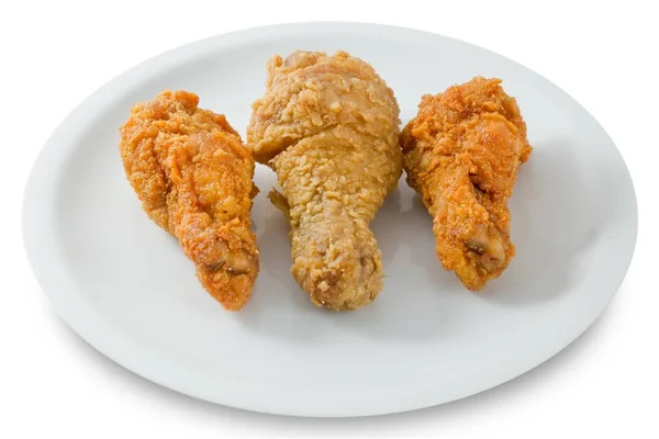 Delocious Fried Chicken Wings on White Dish — Stock Photo, Image