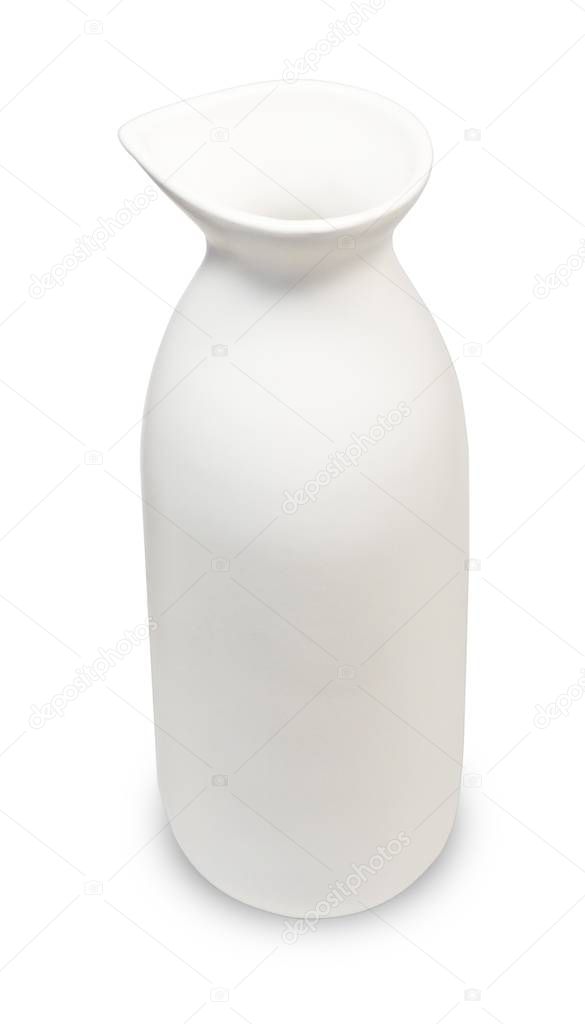 Japanese Traditional Sake Bottle on A White Background