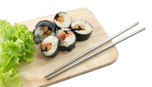 Veggie Sushi Rolls atau Sayuran Maki Terisolasi di Putih — Stok Foto