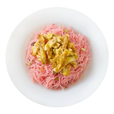 Asya kızarmış pirinç şehriye yumurta ve yeşil soğan ile