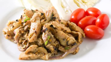 Tay geleneksel baharatlı ızgara domuz salata tabak 