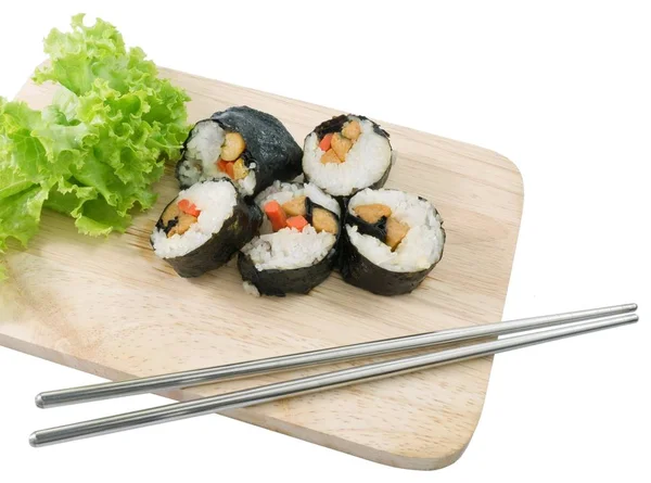 Rolos Veggie Sushi ou Maki Vegetais Isolados em Branco — Fotografia de Stock