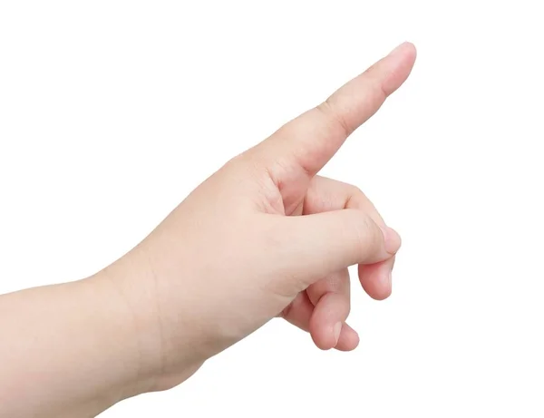 Hand pekar eller rör vid skärmen på vit — Stockfoto