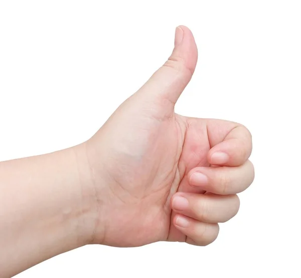 Hand Thump Up Sign on White Background — Stock Photo, Image