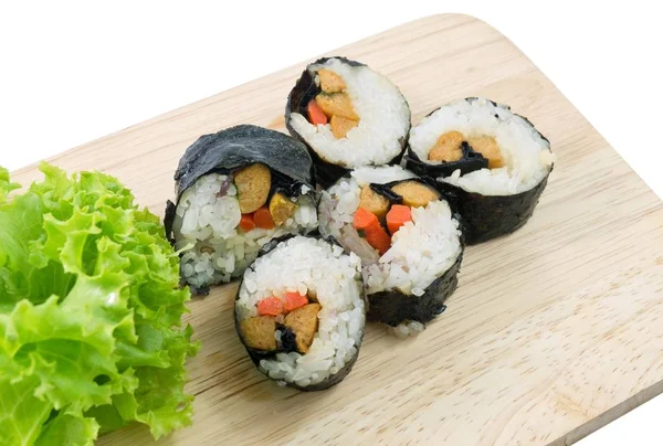 Veggie Sushi Rolls atau Vegetable Maki Terisolasi di Latar Belakang Putih — Stok Foto