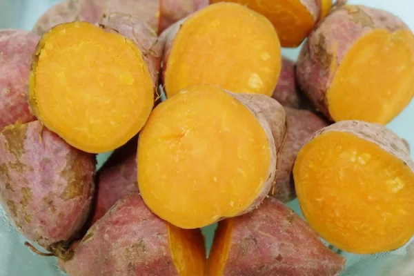 Close Up Delicious Fresh Streamed Sweet Potatoes — Stock Photo, Image