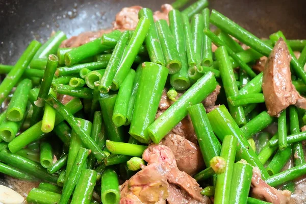 Delicious Stir Fried Garlic Chives with Chicken Livers Royalty Free Stock Photos