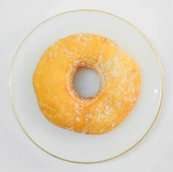 砂糖を艶をかけられたドーナツの平面図 — ストック写真