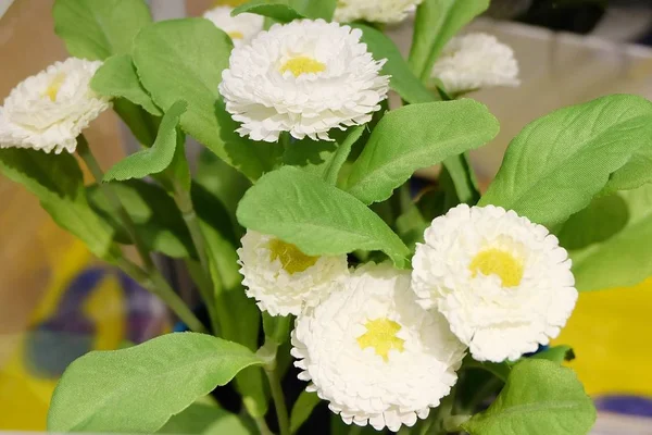 Petites fleurs artificielles blanches pour la décoration intérieure — Photo