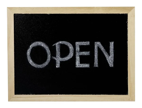 Black Chalkboard Frame with An Open Sign — Stock Photo, Image