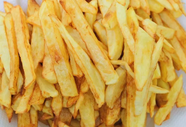 Golden Pile of Homemade Fried French Fries — Stock Photo, Image