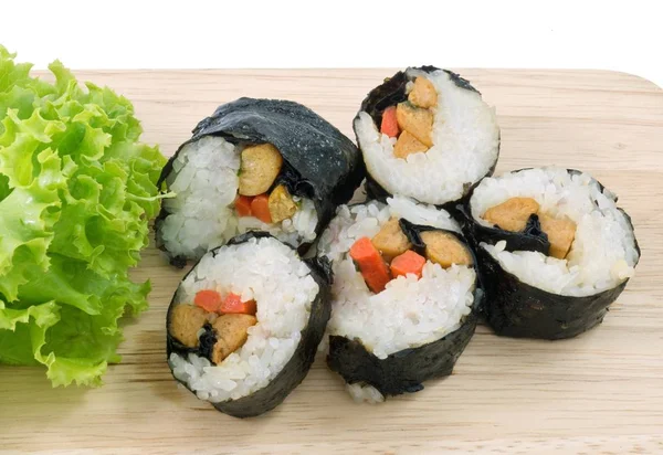 Rollos de Sushi Vegetal o Maki Vegetal Aislado en Blanco — Foto de Stock