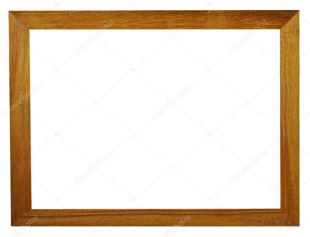 Brown Wooden Frame With Copy Space on White Background
