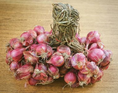 Sebze ve ot, Demet taze kırmızı soğan yemek baharat için kullanılan.