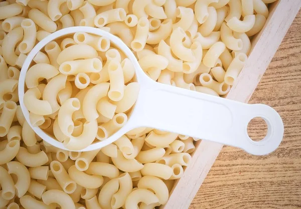 Food Cuisine Top View Uncooked Dried Elbow Macaroni Gomiti Pasta — Stock Photo, Image
