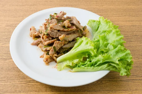 Cozinha Comida Tailandesa Nam Tok Tradicional Tailandês Salada Abelha Grelhada — Fotografia de Stock