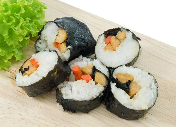 Cocina Japonesa Rollos Sushi Vegetal Fresco Maki Vegetal Con Roble — Foto de Stock