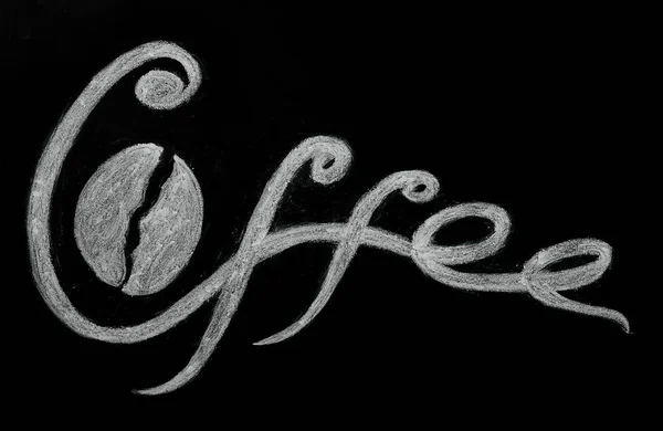 Hand Drawn Lettering Inscription Coffee Bean Wooden Frame Black Blackboard — Stock Photo, Image