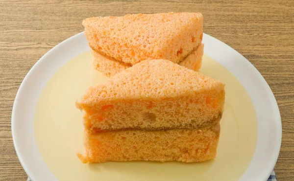 Lanche Sobremesa Bolo Chiffon Triângulo Orage Feito Com Manteiga Ovos — Fotografia de Stock