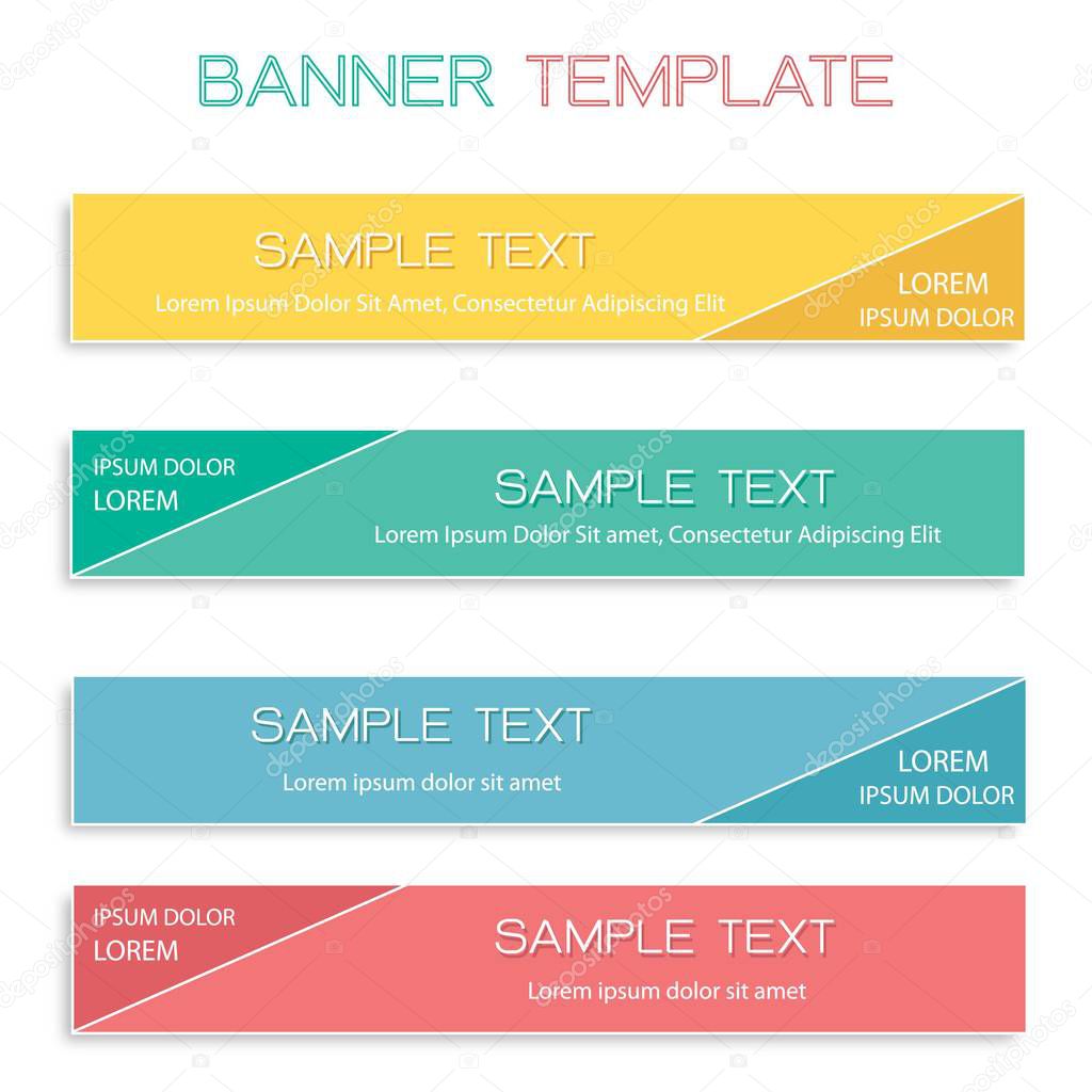 Vector Set of Abstract Banner Design Background or Header Templates in Four Assorted Colors with Copy Space for Add Content.