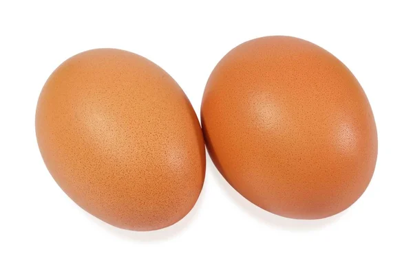 Dois Ovos Galinha Frescos Isolados Fundo Branco Alta Proteína Vitamina — Fotografia de Stock