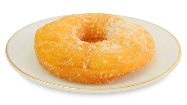 Alimentos Panadería Deliciosa Donut Fresca Dulce Con Azúcar Aislado Sobre — Foto de Stock