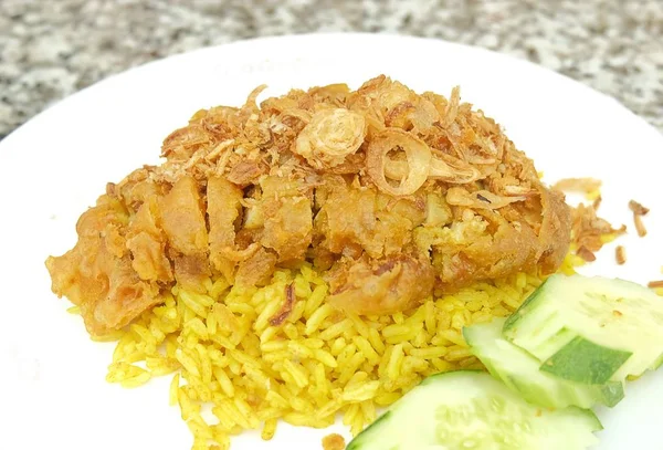 Masakan Dan Makanan Ayam Biryani Atau Basmati Rice Dibumbui Dengan — Stok Foto