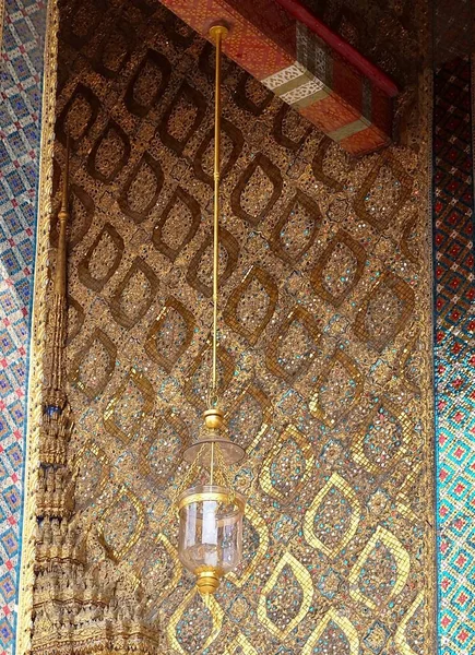 Beautiful Lighting Pendant Lamp or Ceiling Lamp in Chapel at Wat Phra Kaew Temple and The Grand Palace. Bangkok, Thailand.