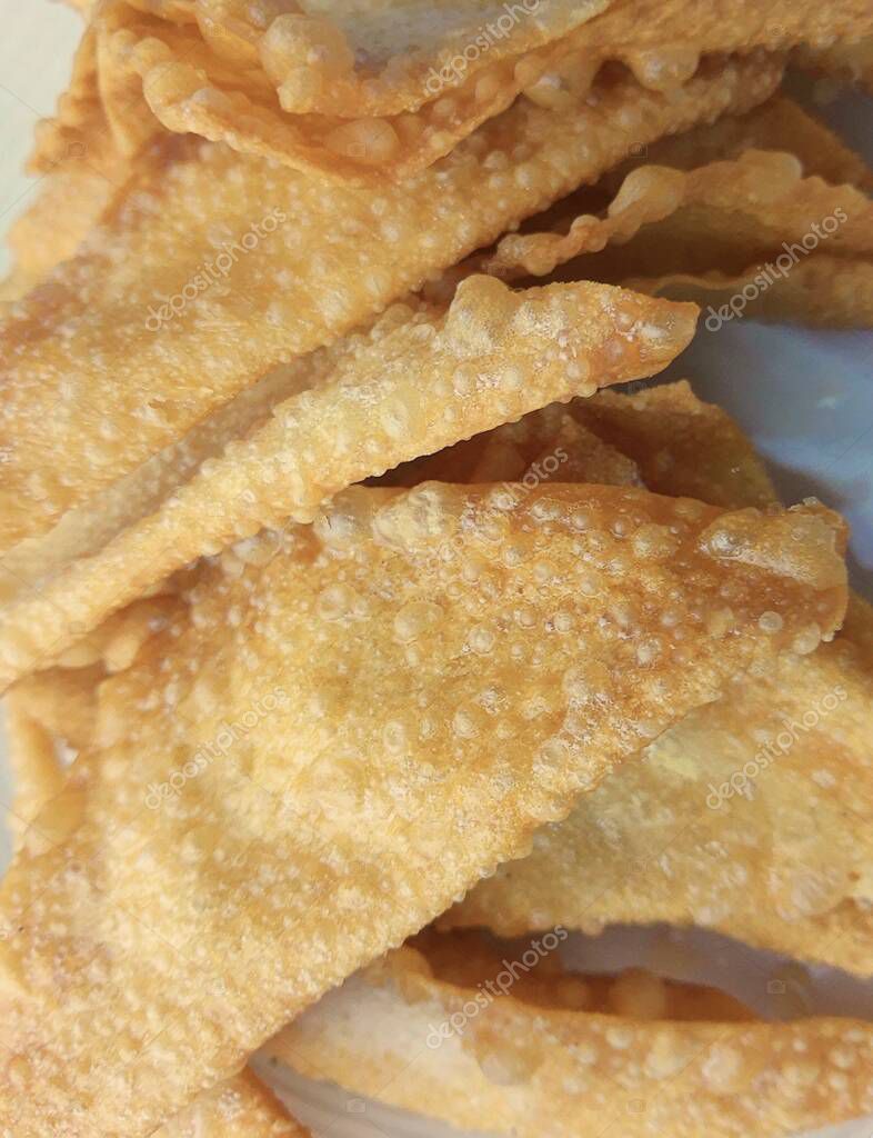 Asian Appetisers, Close Up of Crispy and Delicious Deep Fried Wonton