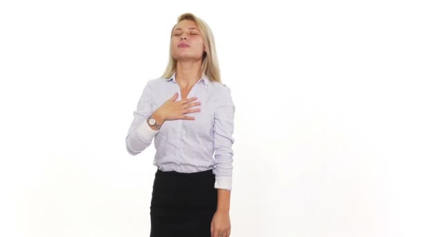 Attractive blonde sad young woman — Stock Video