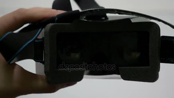 Put on and take off virtual reality glasses from pov perspective — Stock Video