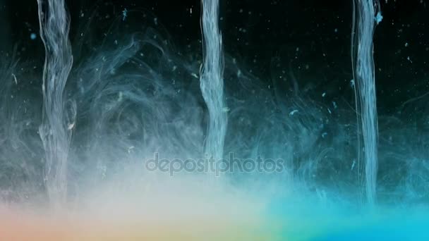 煙の 3 つの素晴らしい波ようの抽象的な背景を浮動蒸気で滝 — ストック動画