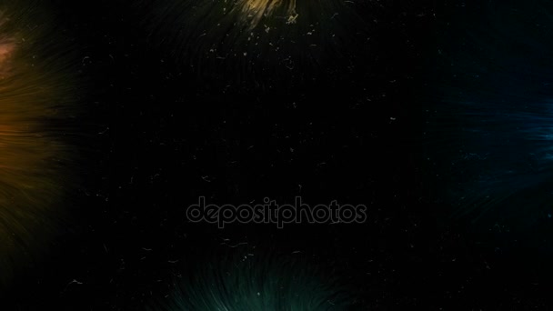 Beautiful colors paint floating in four divisions in space gravitation abstract concept organic background — Stock Video