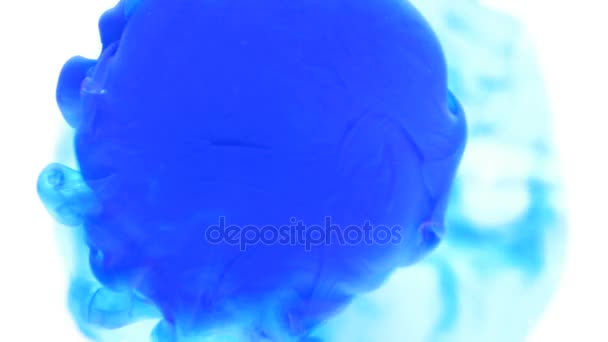 Dropping blue ink paint exploding in water abstract background — Stock Video