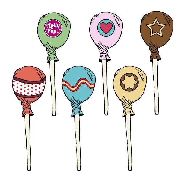 Cute retro style lollipops — Stock Vector