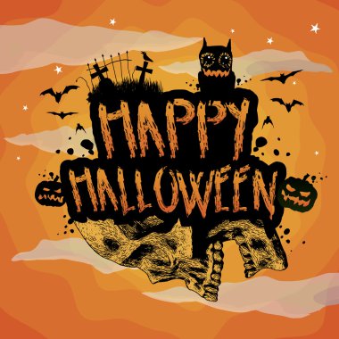 Grunge Cadılar Bayramı illüstrasyon