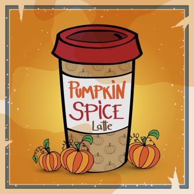 Pumpkin spice latte in to go cup clipart