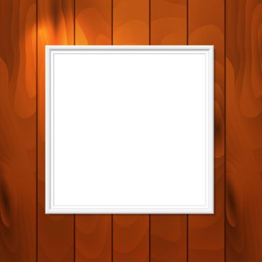 boş resim çerçevesi şablon üzerinde ahşap duvar izole