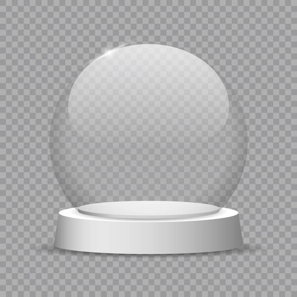 Christmas snow globe on transparent background. 