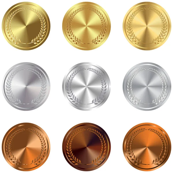 Set of gold, silver and bronze medals — Stock Vector