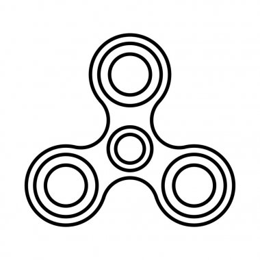 Beyaz arka plan üzerinde izole el Spinner. Vektör Çift Kişilik spinner topluca oyuncak simgesi. Değer değiştirici simgesi - stres ve dikkat süresi iyileştirilmesi için oyuncak kıpır. Anahat ince çizgilerle çizilmiş.